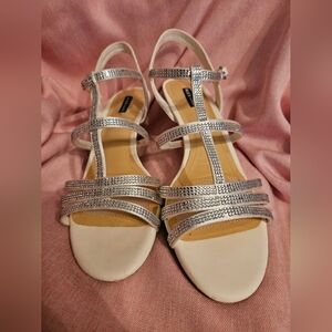 White and Rhinestone Formal Heels